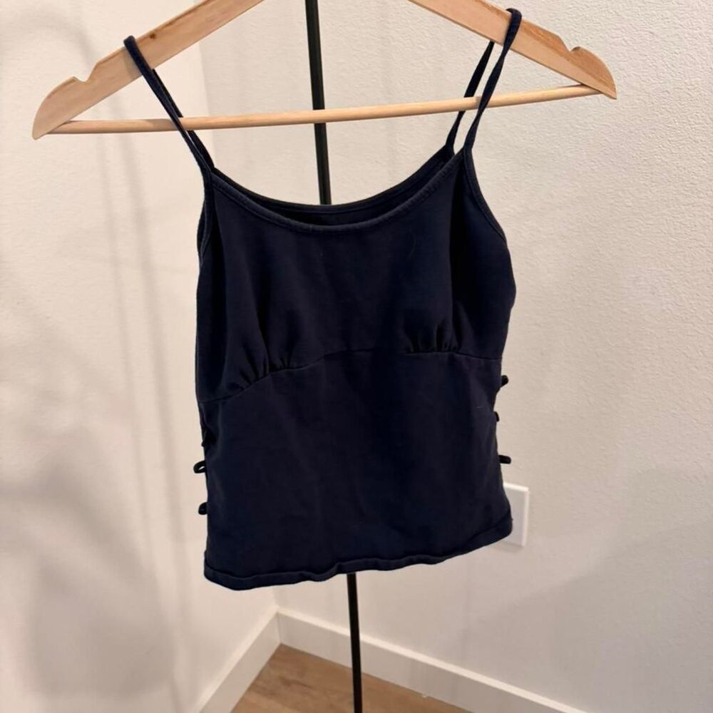 Brandy Melville Navy Blue Side Eyelet Cami Tank To